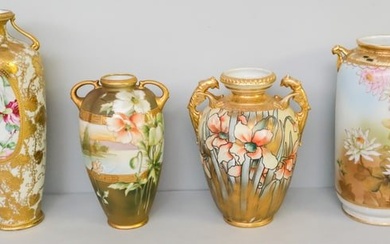 Four Antique Nippon Porcelain Vases