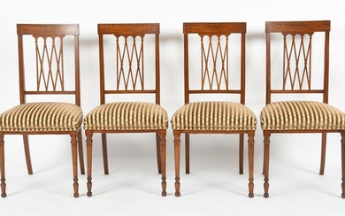 Four Sheraton Revival Inlaid Satinwood Chairs
