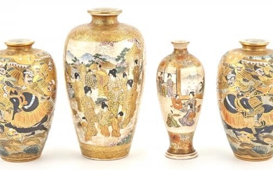 Four Small Japanese Satsuma Earthenware Vases