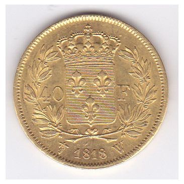 France - 40 Francs 1818-W Louis XVIII - Gold