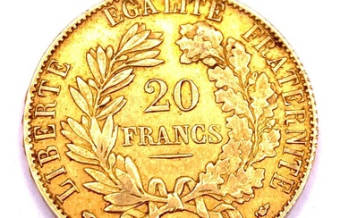 France - Pièce de 20 francs Tête de Cérès république française en or jaune datant...
