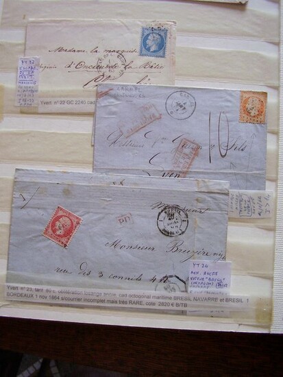 France - Three important maritime cancellations on classic pieces - Pothion-Yvert-Maury