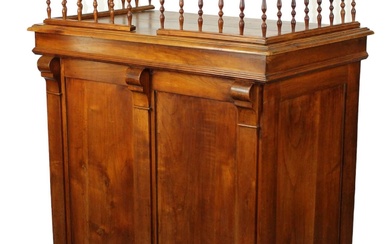 French bank teller counter in walnut with gallery