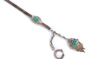 French silver and enamel pocket watch chain, 19th century