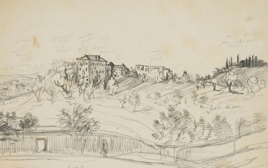 G. CANELLA (1788-1847), Mediterranean landscape with estates, around 1810, Pencil