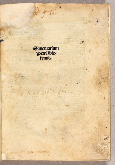 GEREMIA, Pietro, O.P. Sanctuarium Petri Hieremie. Brescia J. Britannicus 8 October 1502 4to: xl [=...