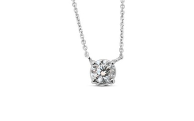 GIA Certificate - 18 kt. White gold - Necklace - 0.33 ct Diamond