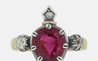 Gaetano Chiavetta Rubellite and Diamond Flaming Heart Ring