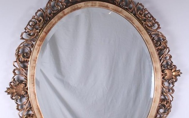 Giltwood Oval Reticulated Mirror