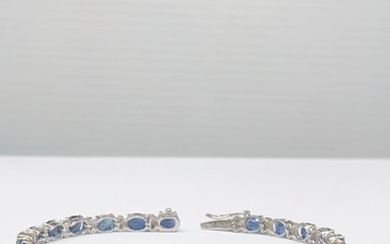 Gioielleria Corvino - 18 kt. White gold - Bracelet - 7.00 ct Sapphire - Diamond