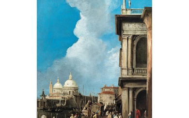 Giovanni Antonio Canal, genannt „Canaletto“, 1697 – 1768, Schule des, VENEDIG - BLICK VON DER PIAZZETTA SAN MARCO ZUR KIRCHE SANTA MARIA DELLA SALUTE