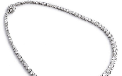 SOLD. Giuseppe Duranti: A diamond necklace set with numerous brilliant-cut diamonds weighing a total of app. 22.68 ct., mounted in platinum. L. app. 42 cm. Circa 1960 – Bruun Rasmussen Auctioneers of Fine Art