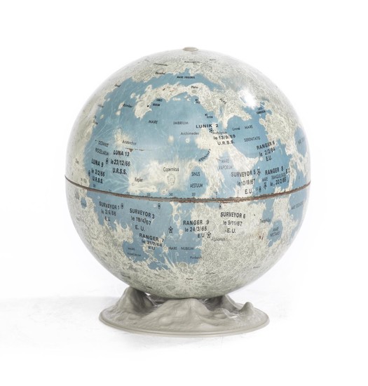 Globe lunaire en métal fabriqué par Scan-Globe 1966