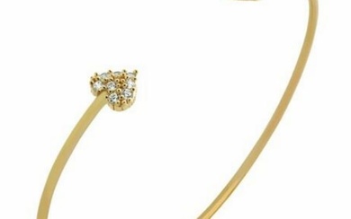 Gold Plated 925 Sterling Silver Dainty Bangle with Austrian Crystal Hearts