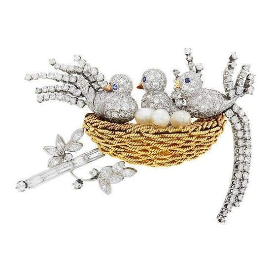 Gold, Platinum, Diamond and Freshwater Pearl Birds in a