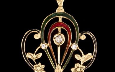 Gold & Diamonds Art Nouveau Pendant