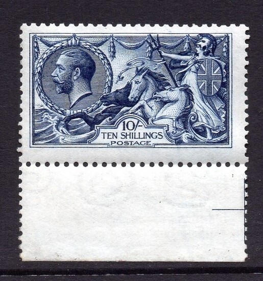 Great Britain - KGV 1913 10/- Indigo Blue Waterlow Seahorse - Stanley Gibbons 402