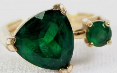 Green Trillian With Small Round Stone Ring