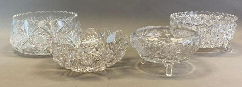 Group of 4 Cut Crystal and Glass Bowls