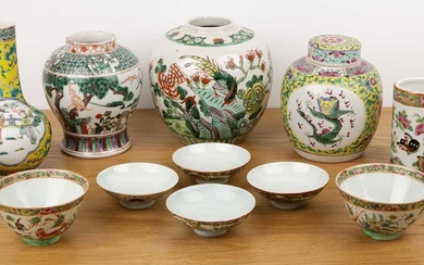 Group of pieces Chinese, 19th/20th Century including a yellow ground...