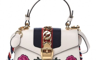Gucci - Calfskin Embroidered Mini Sylvie Bag White Clutch bag