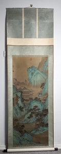 Hanging scroll (1) - Silk - Blue and Green Landscape Big Painting - China - Early 20th century