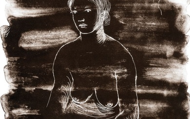 Henry Moore, 1898 - 1986, UK, Lithographie, 'seating woman', 1974, en haut à droite on...