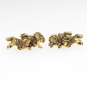 High Carat Gold Pair of Kashira Equestrian Gold Cufflinks