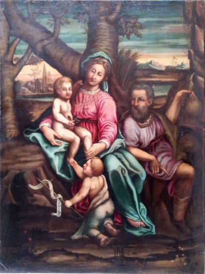 Holy Family Painting - oil painting on canvas - Early 17th century