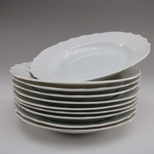 Hutschenreuther "Dresden" Porcelain Rim Soup Bowls, 1939–1965