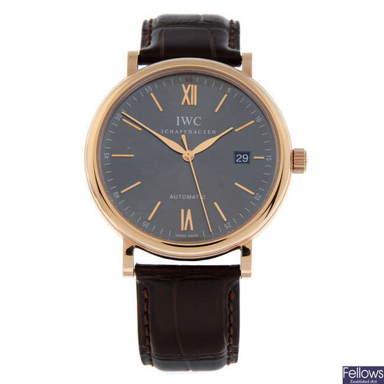 IWC - an 18ct rose gold Portofino wrist watch, 40mm.