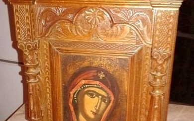 Iconostas,ikon, Protection of the Mother of God - Byzantine - Wood