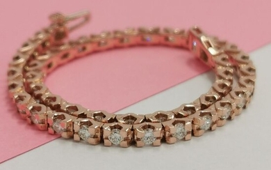 J3010733219 - 14 kt. Pink gold - Bracelet - 3.15 ct Diamond - aig no reserve