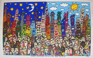 James Rizzi (1950-2011) - MAKE FRIENDS WITH LIFE AND PEOPLE