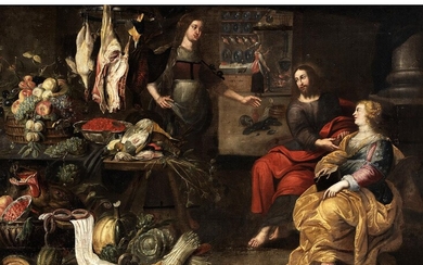 Jan van Kessel II (1654 – 1708) und ein Figurenmaler seiner Zeit, Jesus im Haus von Martha und Maria