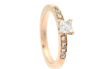 Jewellery Ring RING, 18K gold, princess cut diamond approx. 0,...