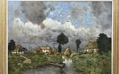 K. Heffner, River landscape with farms