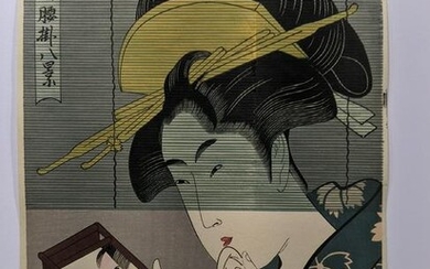 Kitagawa Utamaro Japanese Woodblock Print Beauty Mirror