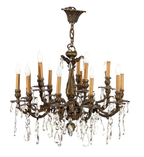 (-), Classic bronze metal 15 light chandelier with...