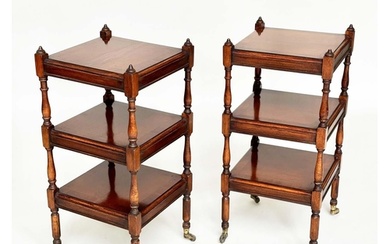 LAMP TABLES, a pair, George III style yewwood and crossbande...
