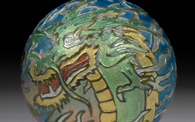 LARRY CHEN (AMERICAN, B. 1989) TIGER AND DRAGON SAND-ETCHED AND ENAMEL-DECORATED STUDIO ART GLASS