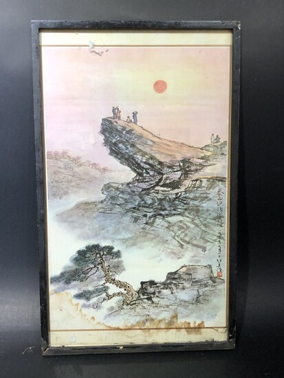 文革时期刺绣，海报 LOT OF TWO CHINESE EMBORIDERY AND PRINT