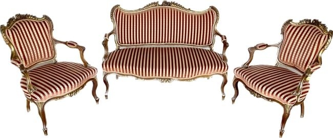 LOUIS XV STYLE SOFA & CHAIR SUITE
