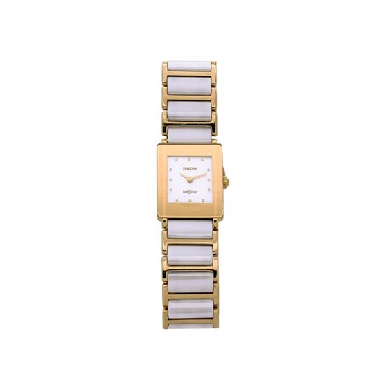 Ladies' watch in titanium, golden metal and white ceramic Diastar Rado
