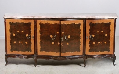 Large French style serpentine marbletop inlaid