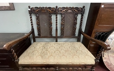 Late 19th to early 20th century Jacobean style carved rail h...