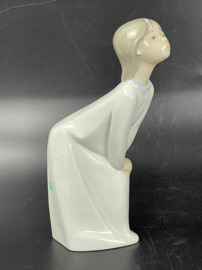 Lladro Girl Leaning Over for a Kiss Porcelain Figurine