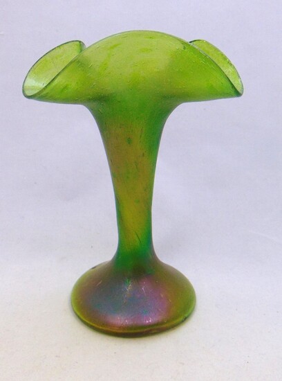 Loetz iridescent green art glass vase