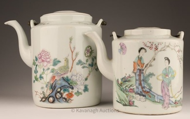 Lot Antique Chinese Hand Painted Porcelain Teapots
