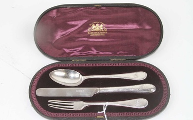 Lot details A Victorian silver christening set, in the Old...